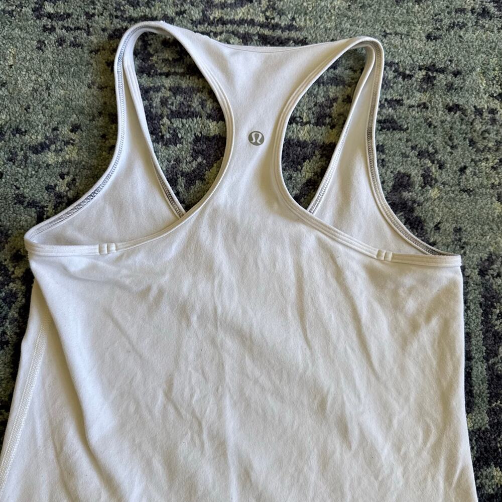 Women’s Lululemon Cool Racerback Tank Top Nulu in White Activewear Workout- Sz 4 - Picture 6 of 9